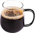 Clear Borosilicate Glass Coffee Mug with Black Handle, 450ml / 16oz