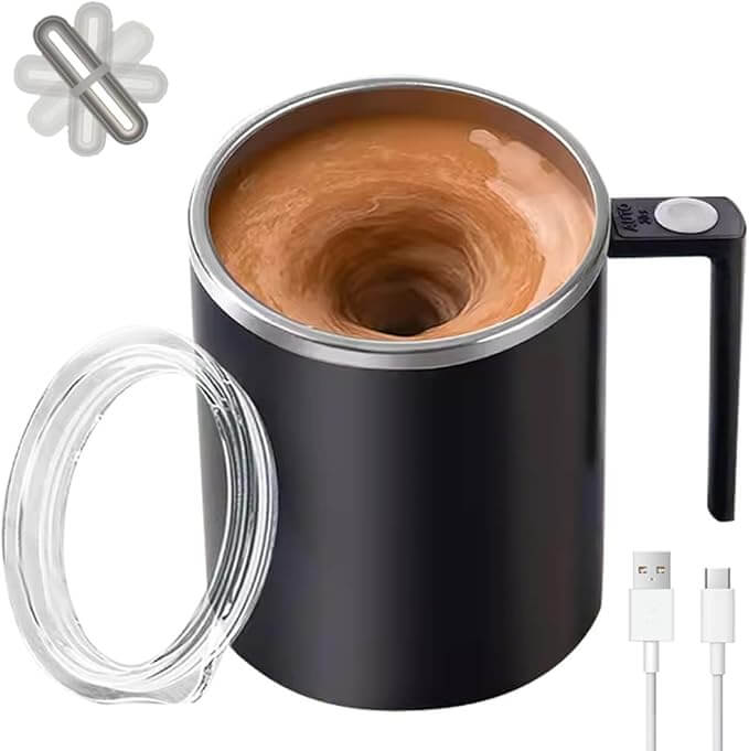 Self Stirring Coffee Mug, 12oz – Dark Black
