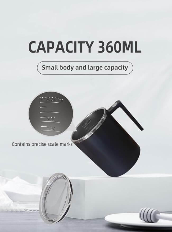 Self Stirring Coffee Mug, 12oz – Dark Black