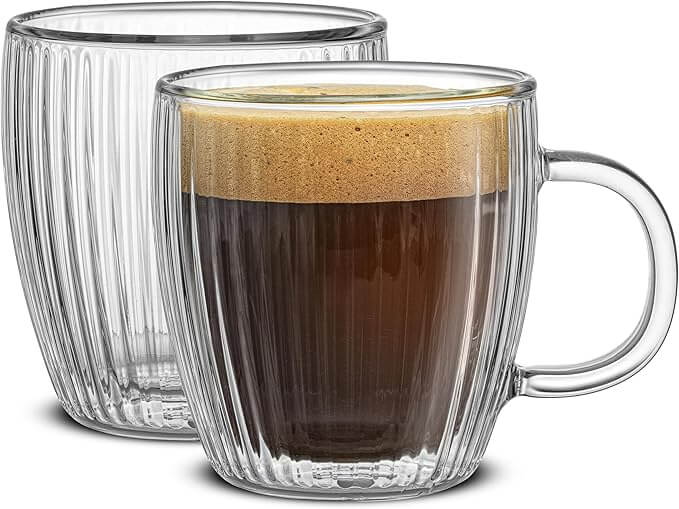 Fluted Glass Espresso Cups, 5.4oz – Set of 2