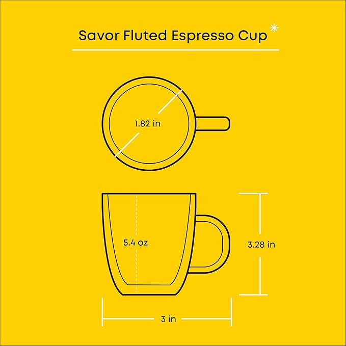Fluted Glass Espresso Cups, 5.4oz – Set of 2