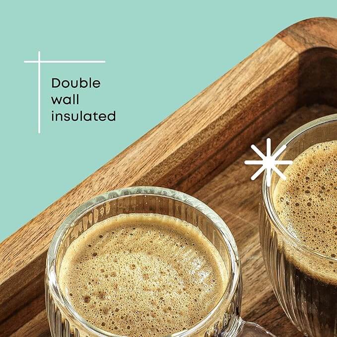 Fluted Glass Espresso Cups, 5.4oz – Set of 2