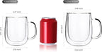 Double Wall Glass Coffee Mugs with Handle, 12oz – Set of 4