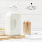 Glass Milk Bottles with Lids & Pourer, 64oz – Set of 3