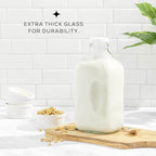 Glass Milk Bottles with Lids & Pourer, 64oz – Set of 3