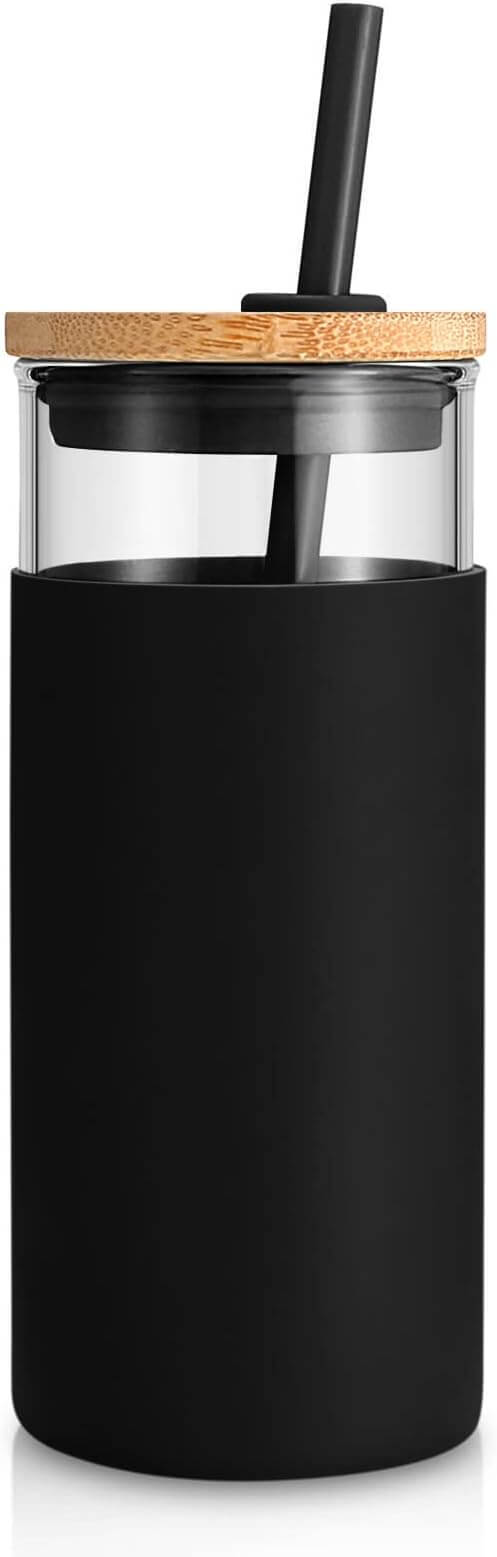 20oz Glass Tumbler with Bamboo Lid, Straw & Silicone Sleeve