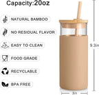 20oz Glass Tumbler with Bamboo Lid, Straw & Silicone Sleeve