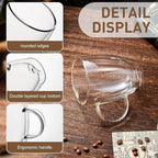 Double Wall Borosilicate Glass Coffee Mugs with Handle, 12oz – Set of 2