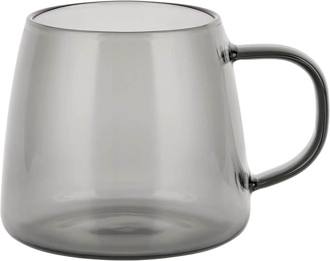 14oz Smoky Black Glass Coffee Mug with Anti-Scald Handle – Hand-Blown