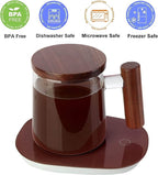 Large Clear Glass Coffee Mug with Walnut Lid & Handle, 15oz / 450ml