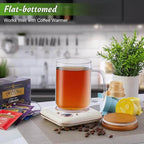 Large Clear Glass Coffee Mugs with Acacia Wood Lid & Handle, 20oz – Set of 2