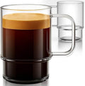 Stackable Glass Coffee Mugs with Handle, 22oz – Set of 2