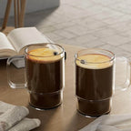 Stackable Glass Coffee Mugs with Handle, 22oz – Set of 2