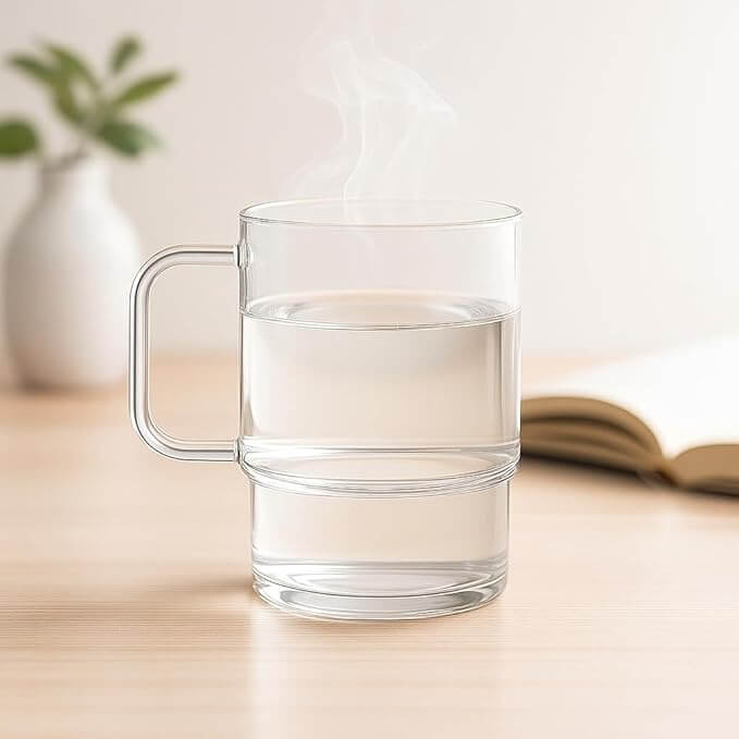 Stackable Glass Coffee Mugs with Handle, 22oz – Set of 2