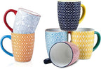 Porcelain Coffee Mugs with Handle, 16oz – Set of 6, Assorted Colors