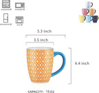 Porcelain Coffee Mugs with Handle, 16oz – Set of 6, Assorted Colors