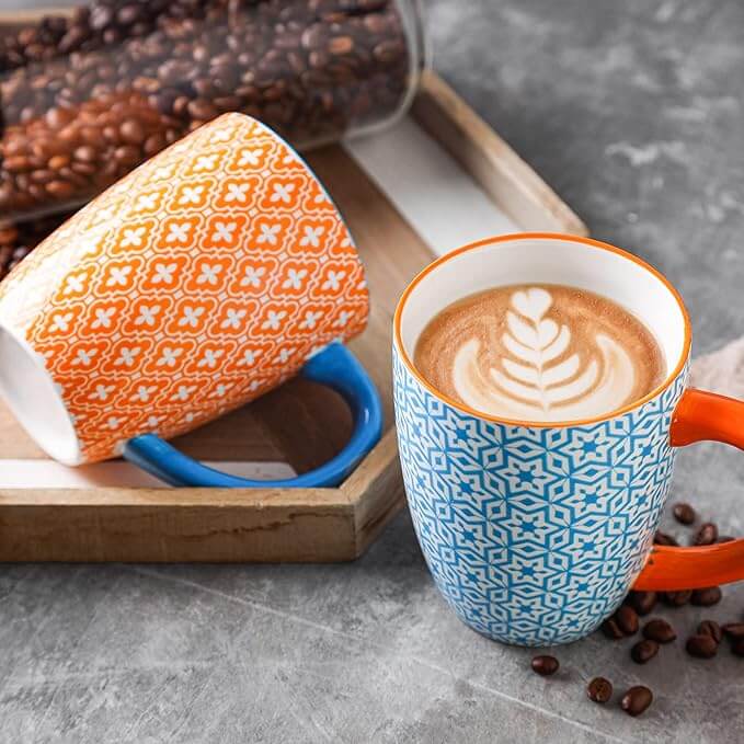Porcelain Coffee Mugs with Handle, 16oz – Set of 6, Assorted Colors