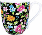 14oz Bone China Floral Coffee Mug with Comfort Handle