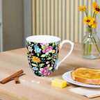 14oz Bone China Floral Coffee Mug with Comfort Handle