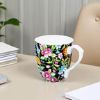 14oz Bone China Floral Coffee Mug with Comfort Handle