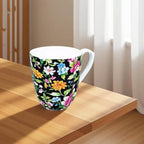 14oz Bone China Floral Coffee Mug with Comfort Handle