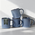 Rustic Stoneware Coffee Mugs with Large Handle, 16oz – Set of 4, Deep Blue