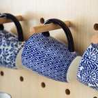 Blue and White Patterned Mug Set, 16oz – Set of 4